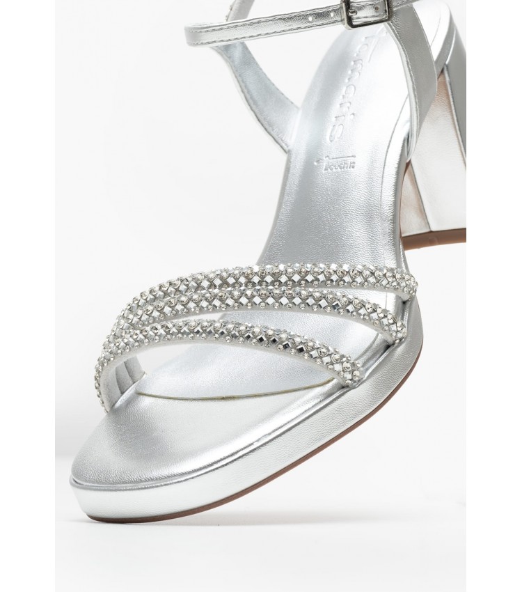 Women Sandals 28355 Silver ECOleather Tamaris