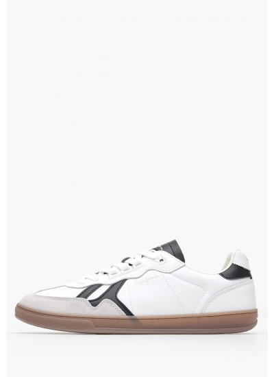 Men Casual Shoes Ball.Class White Leather-Buckskin Pepe Jeans