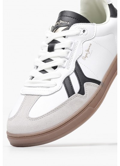 Men Casual Shoes Ball.Class White Leather-Buckskin Pepe Jeans