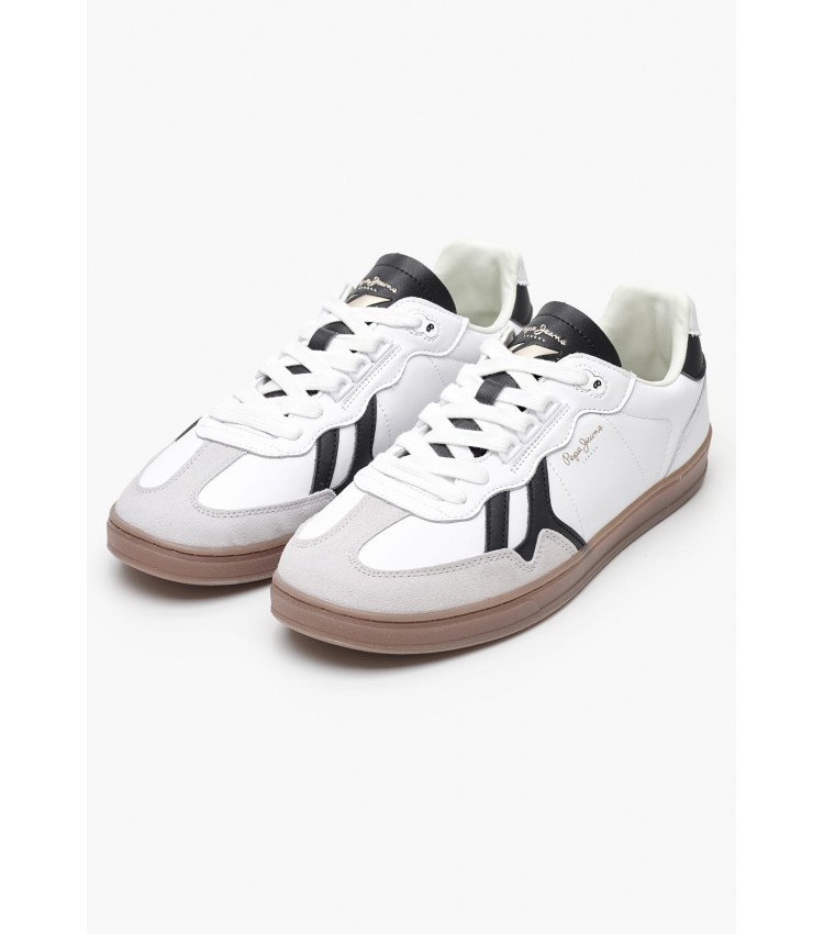 Men Casual Shoes Ball.Class White Leather-Buckskin Pepe Jeans