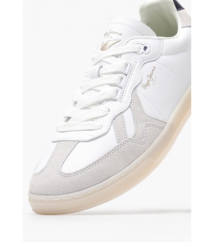 Men Casual Shoes Ball.Club White Leather Pepe Jeans