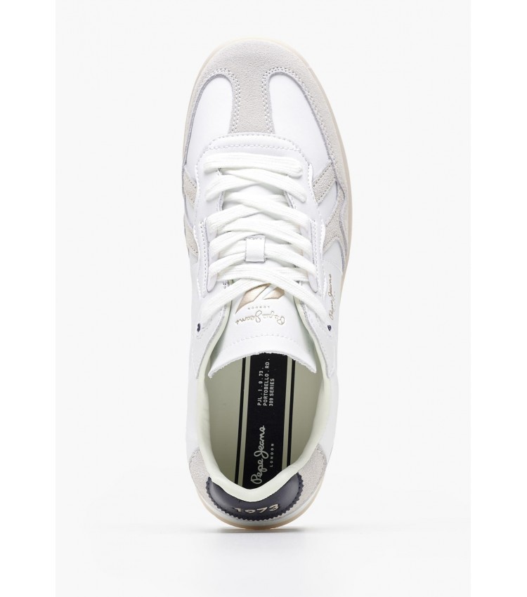 Men Casual Shoes Ball.Club White Leather Pepe Jeans