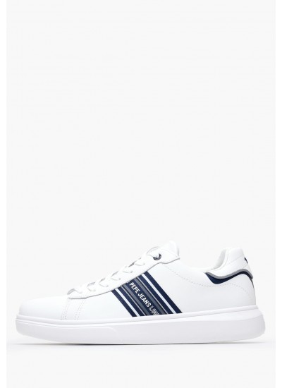 Men Casual Shoes Eaton.Classic White Leather Pepe Jeans