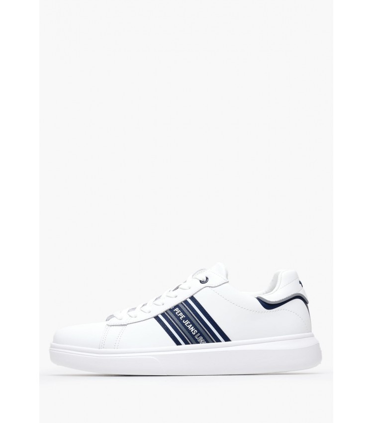 Men Casual Shoes Eaton.Classic White Leather Pepe Jeans