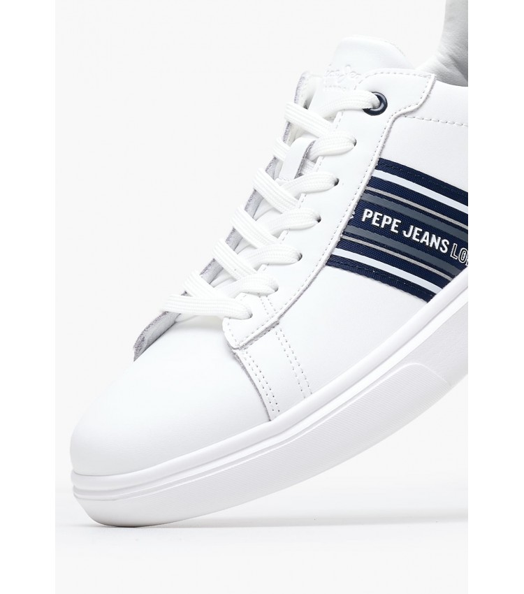 Men Casual Shoes Eaton.Classic White Leather Pepe Jeans