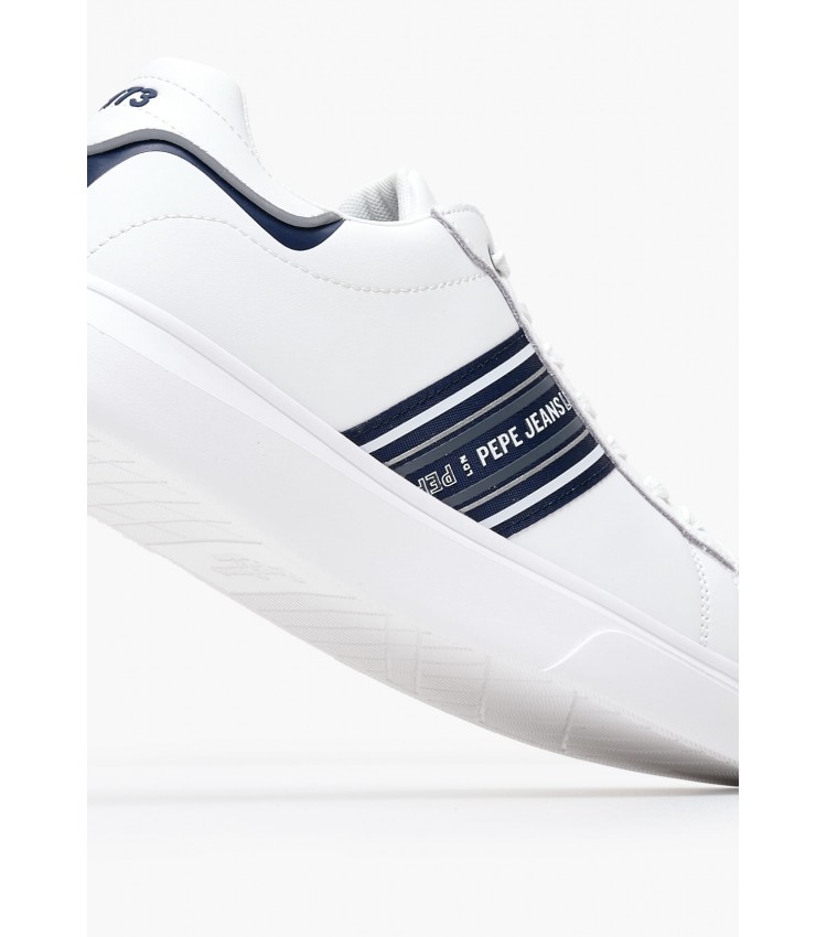 Men Casual Shoes Eaton.Classic White Leather Pepe Jeans