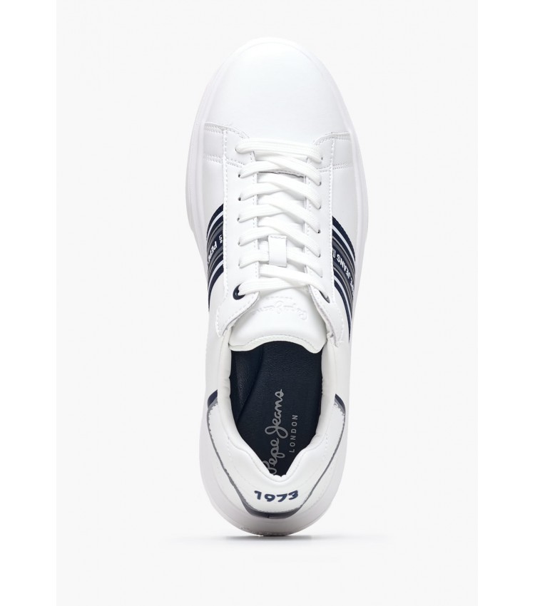 Men Casual Shoes Eaton.Classic White Leather Pepe Jeans