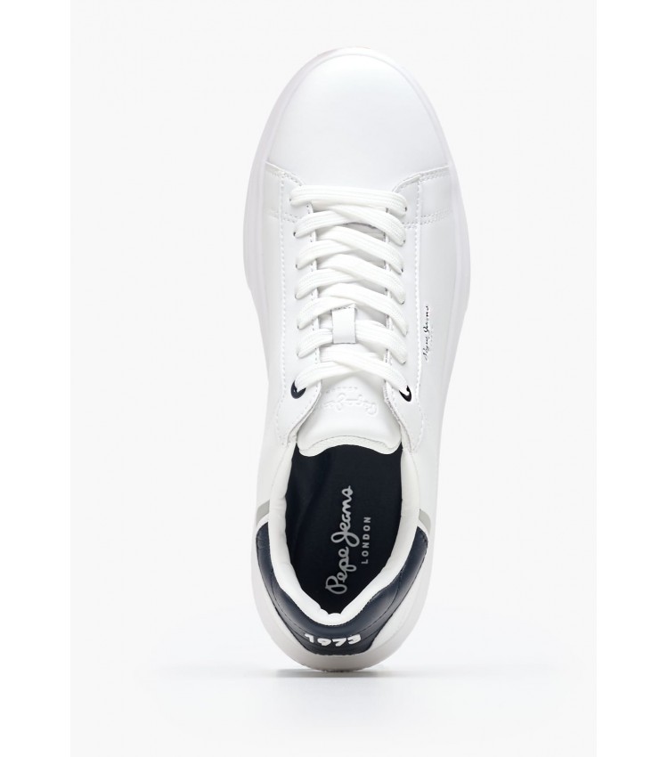 Men Casual Shoes Eaton.One White Leather Pepe Jeans