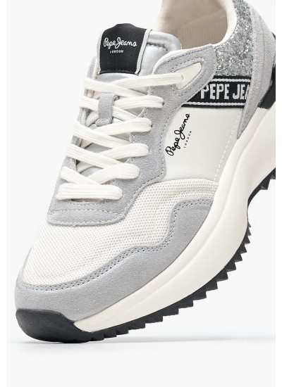 Women Casual Shoes Kim.Land Grey Leather-Fabric Pepe Jeans