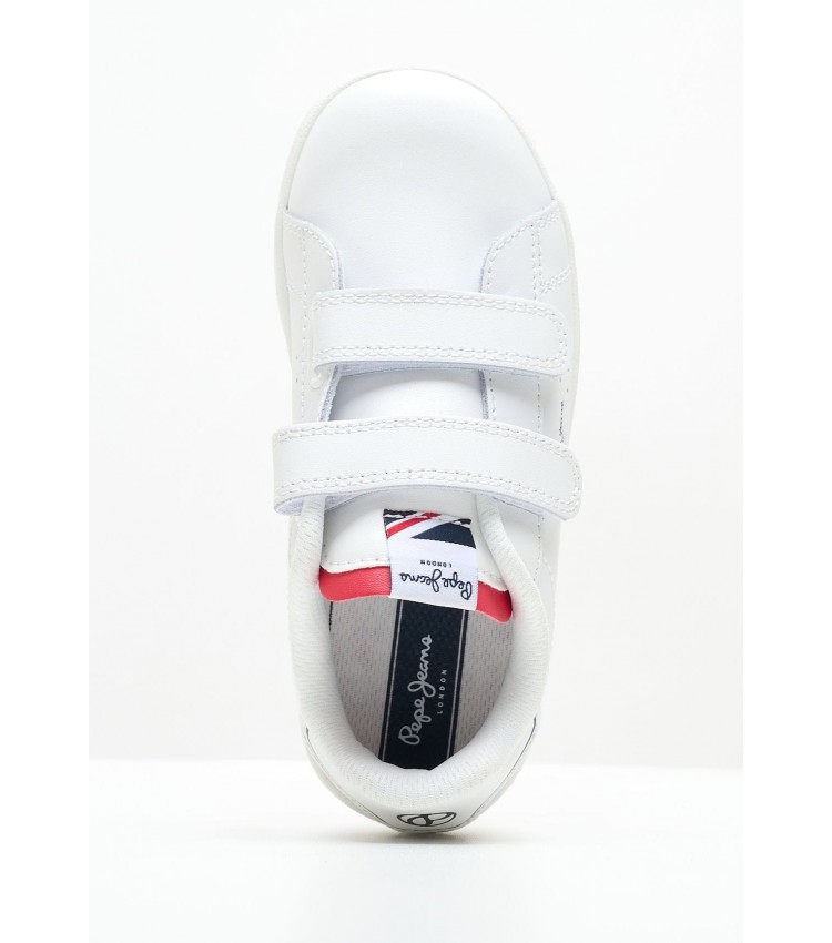 Kids Casual Shoes Player.Bk White Leather Pepe Jeans