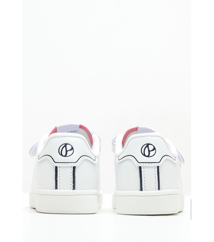 Kids Casual Shoes Player.Bk White Leather Pepe Jeans