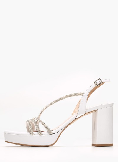 Women Sandal High 2142.70620 White Leather MF