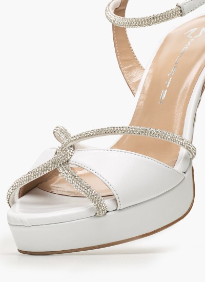 Women Sandal High 2142.70620 White Leather MF