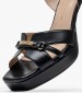 Women Sandals High 553G11 Black Leather Mourtzi