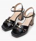 Women Sandals High 553G11 Black Leather Mourtzi