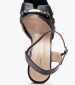 Women Sandals High 553G11 Black Leather Mourtzi