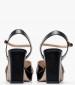 Women Sandals High 553G11 Black Leather Mourtzi