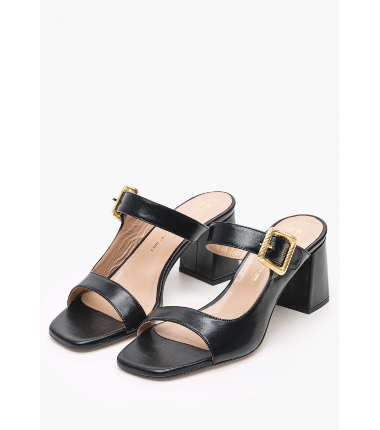 Women Sandals 56000 Black Leather Mourtzi