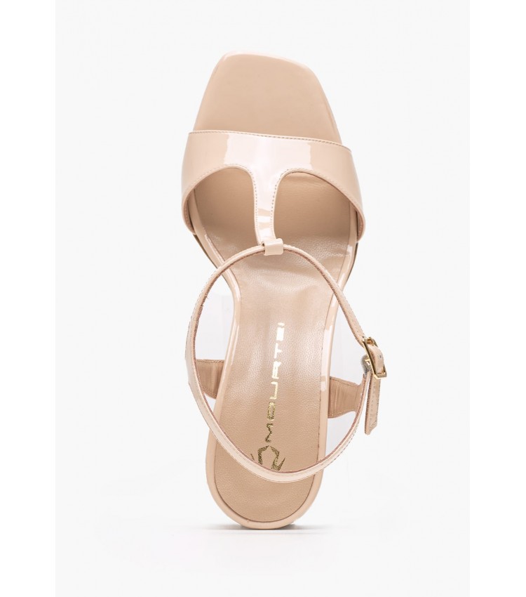 Women Sandals 56002 Beige Patent Leather Mourtzi