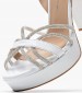 Women Sandals High 850F49 White Leather Mourtzi