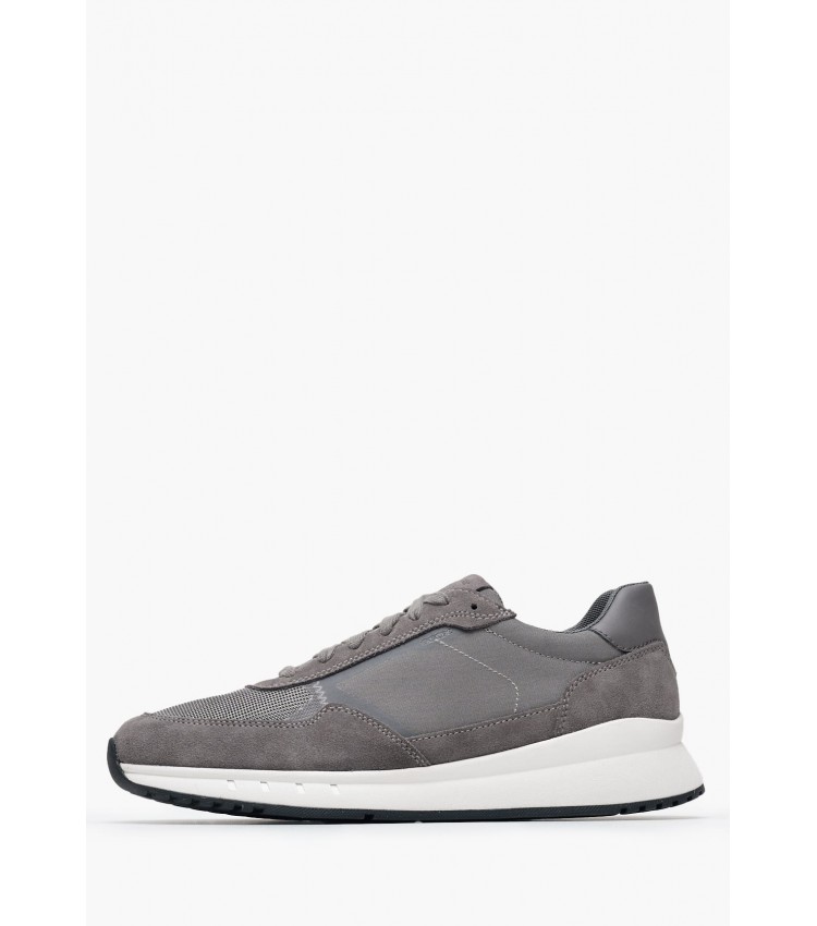 Men Casual Shoes Branthon Grey Buckskin-Fabric Geox