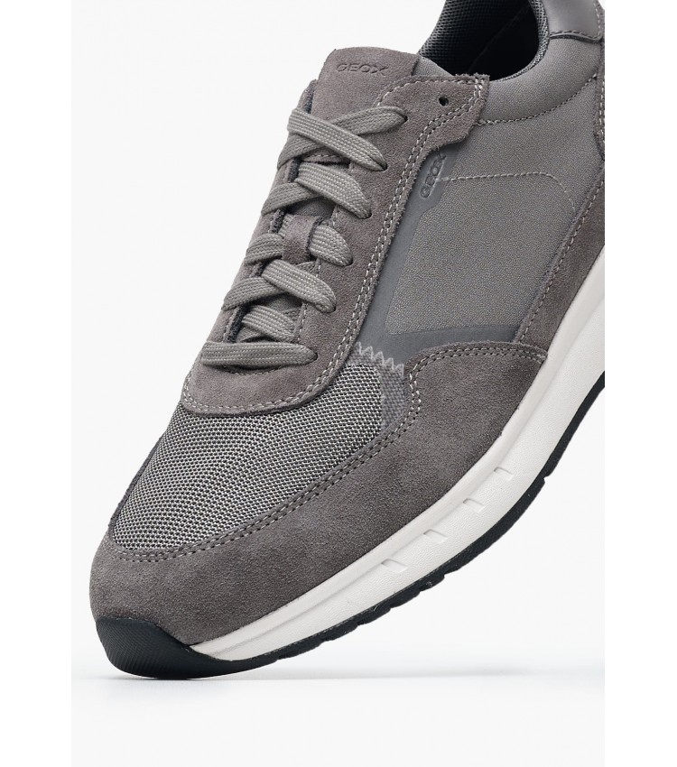 Men Casual Shoes Branthon Grey Buckskin-Fabric Geox