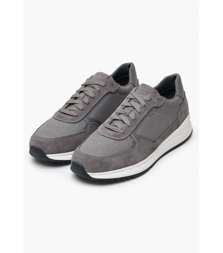 Men Casual Shoes Branthon Grey Buckskin-Fabric Geox