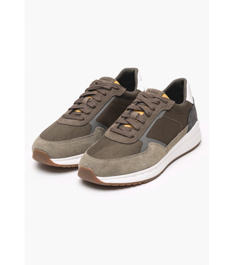 Men Casual Shoes Branthon Olive Buckskin-Fabric Geox