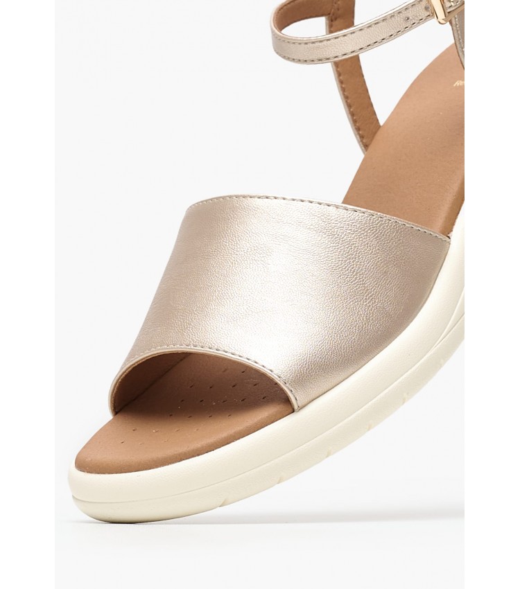 Women Platforms Low D.Meliconia Gold ECOleather Geox