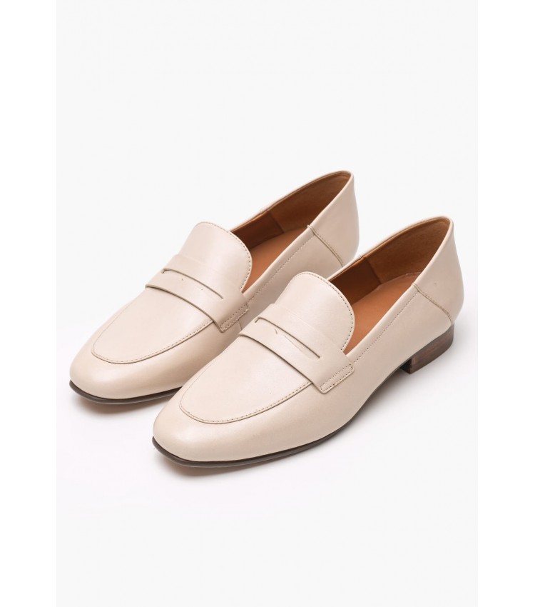 Women Moccasins Mantinea.B Beige Leather Geox