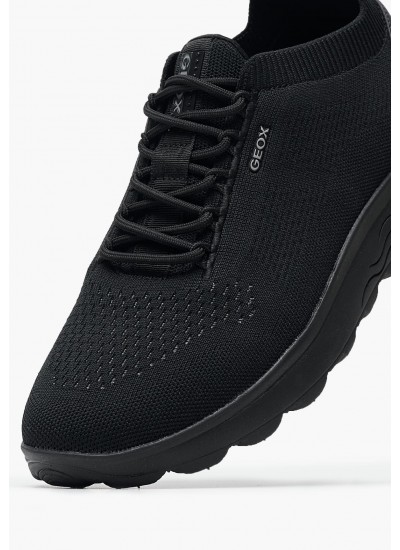 Men Casual Shoes Spherica Black Fabric Geox