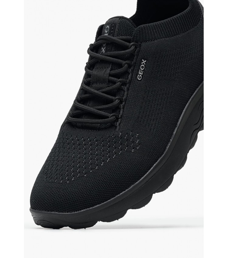 Men Casual Shoes Spherica Black Fabric Geox