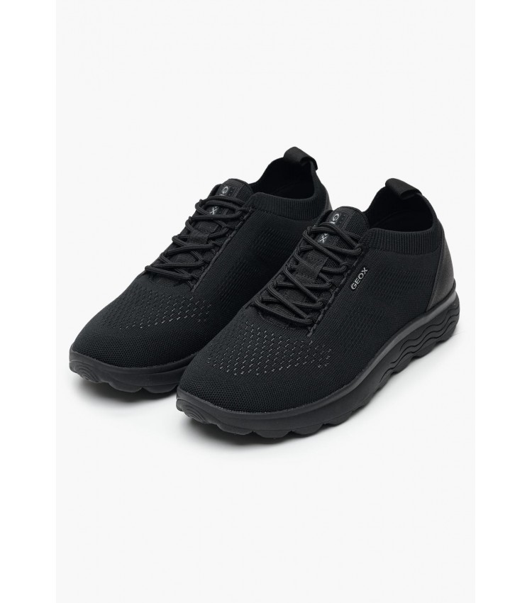 Men Casual Shoes Spherica Black Fabric Geox