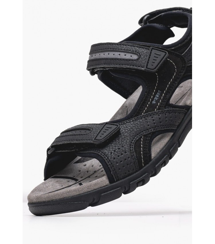 Men Flip Flops & Sandals Strada.D Black ECOleather Geox