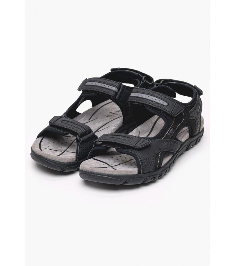 Men Flip Flops & Sandals Strada.D Black ECOleather Geox