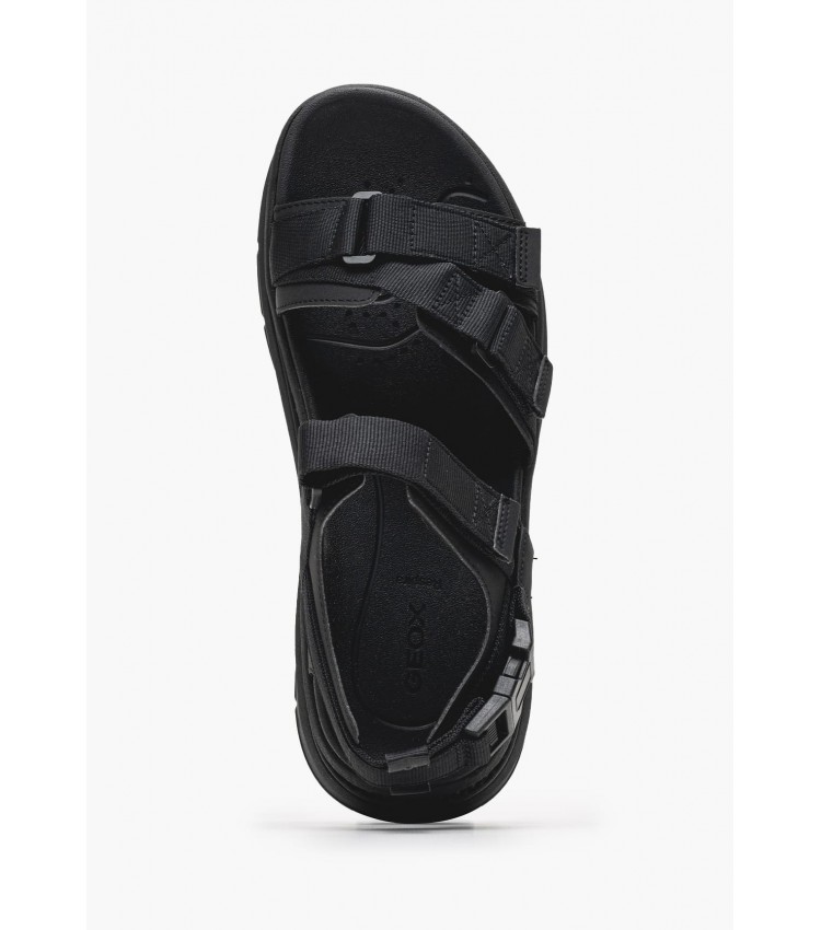 Men Flip Flops & Sandals U.Spherica.Actif Black Fabric Geox