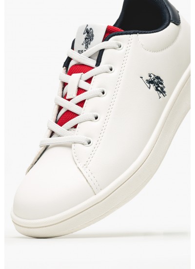 Παιδικά Παπούτσια Casual Trace001A Άσπρο ECOleather U.S. Polo Assn.