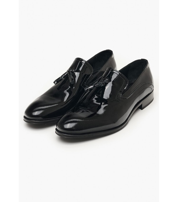 Men Moccasins B5429.Loust Black Patent Leather Boss shoes