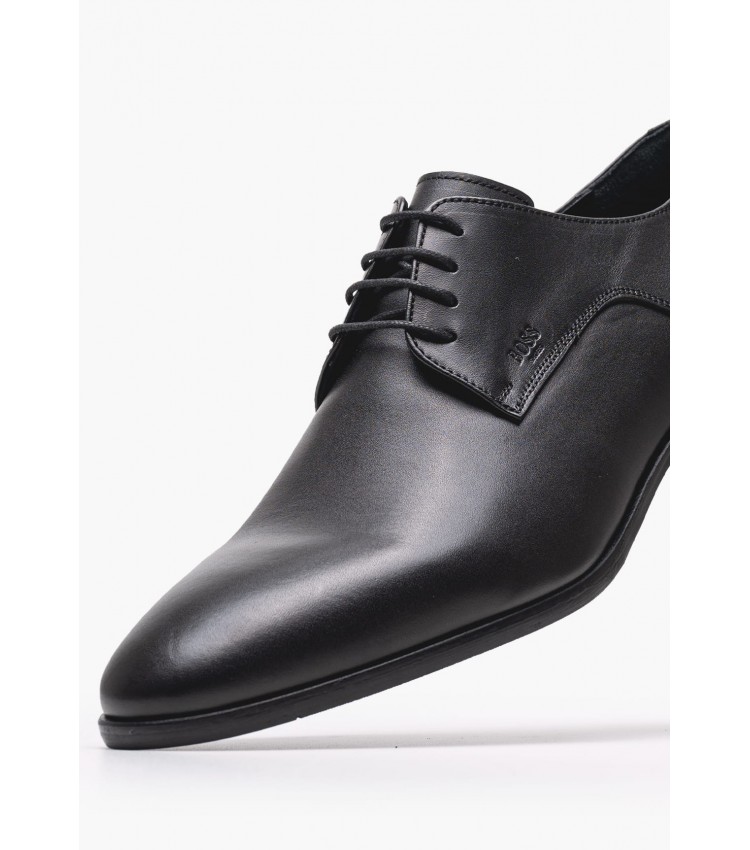 Ανδρικά Παπούτσια Δετά B7513 Μαύρο Δέρμα Boss shoes