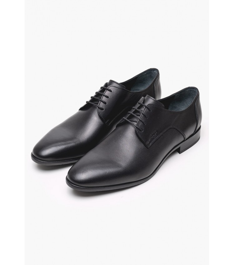 Ανδρικά Παπούτσια Δετά B7513 Μαύρο Δέρμα Boss shoes