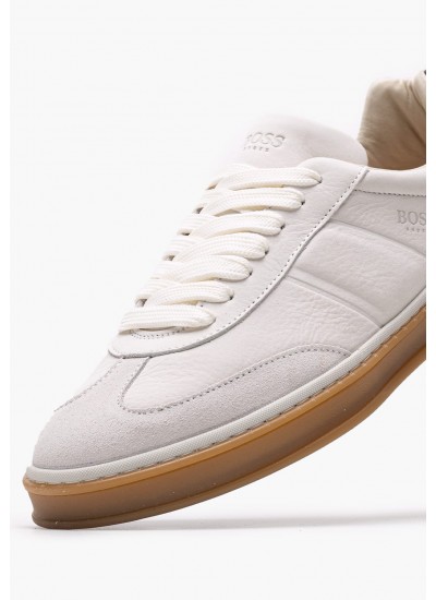 Men Casual Shoes Clip.Set White Leather Lacoste