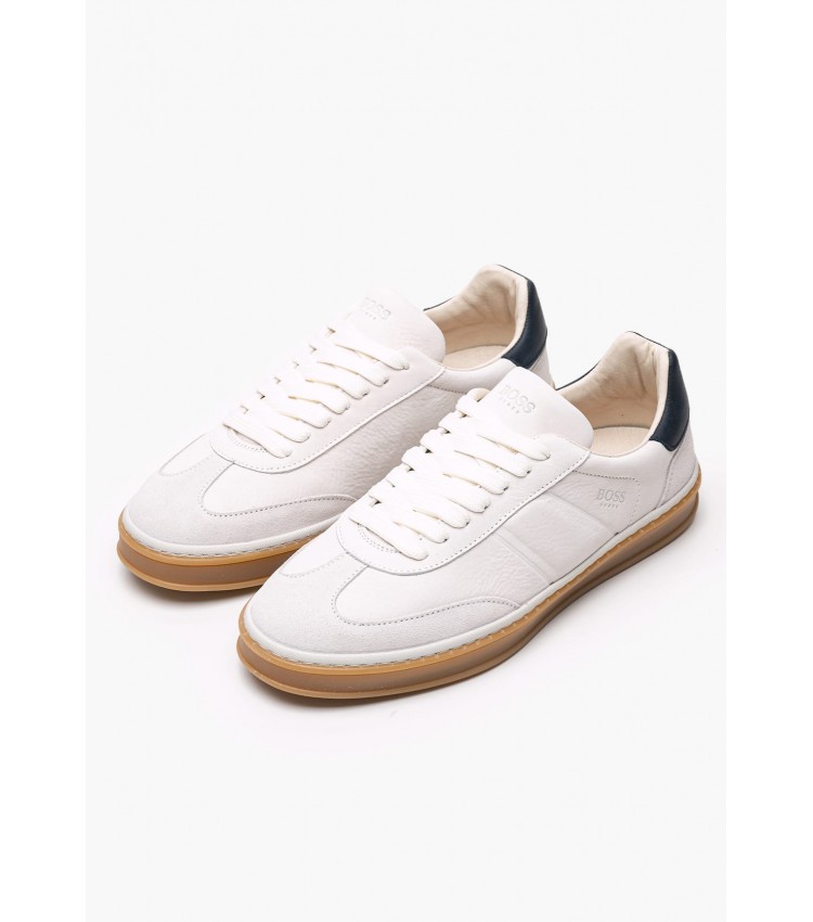 Men Casual Shoes BC110.A White Leather Boss shoes