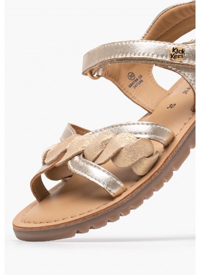 Kids Flip Flops & Sandals Betty.Or Gold Leather Kickers