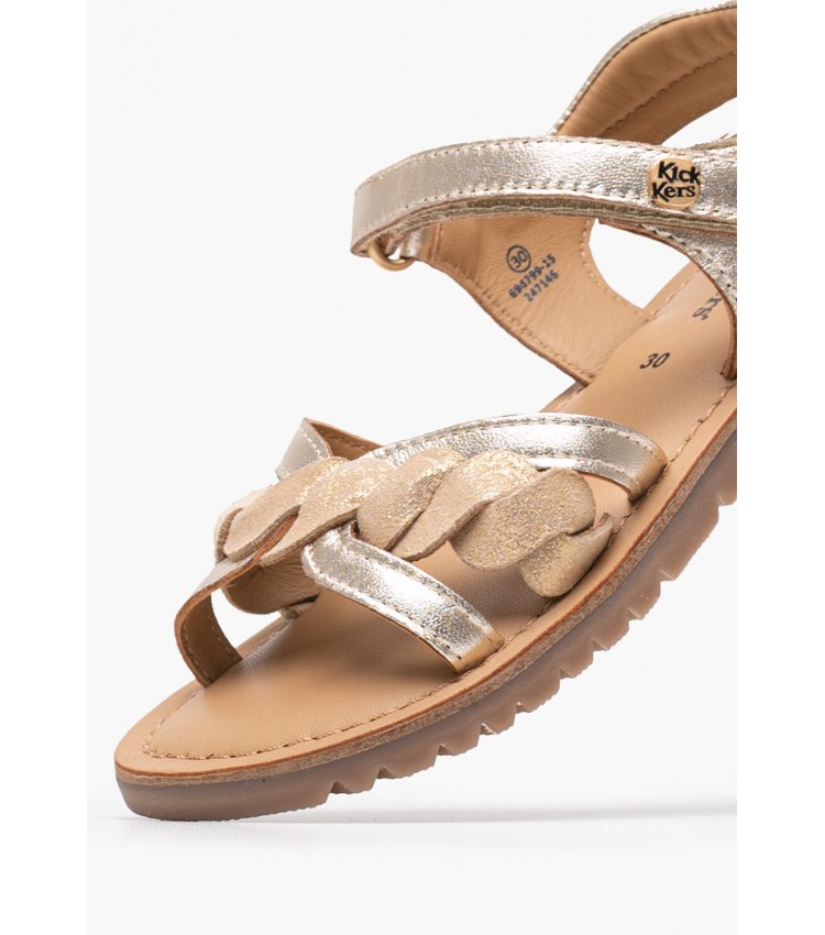 Kids Flip Flops & Sandals Betty.Or Gold Leather Kickers