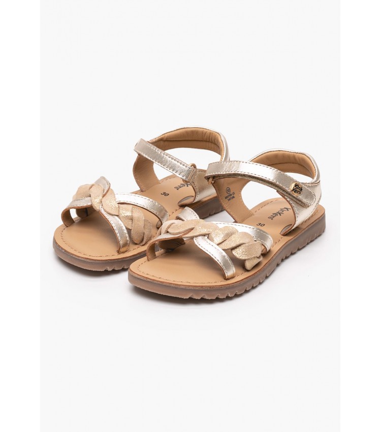 Kids Flip Flops & Sandals Betty.Or Gold Leather Kickers