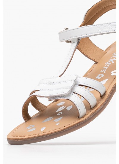 Kids Flip Flops & Sandals Diamanto.B White Leather Kickers