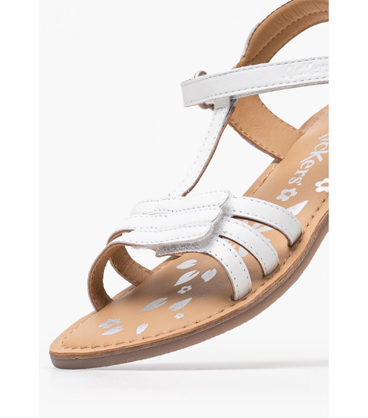 Kids Flip Flops & Sandals Diamanto.B White Leather Kickers