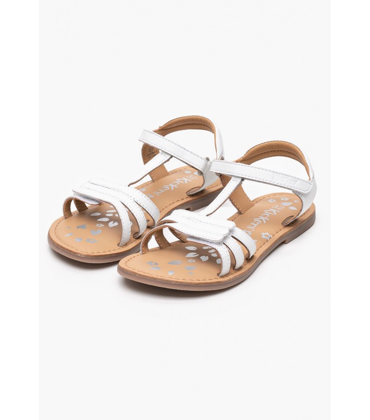 Kids Flip Flops & Sandals Diamanto.B White Leather Kickers