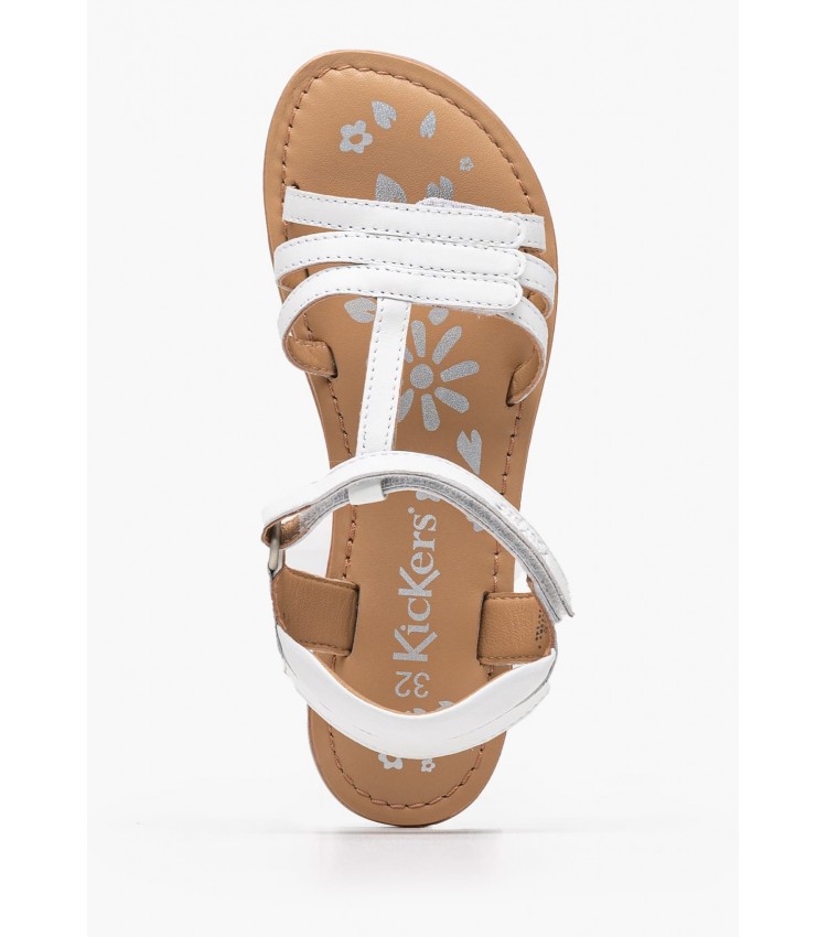 Kids Flip Flops & Sandals Diamanto.B White Leather Kickers