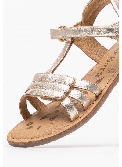 Kids Flip Flops & Sandals Diamanto.Or Gold Leather Kickers